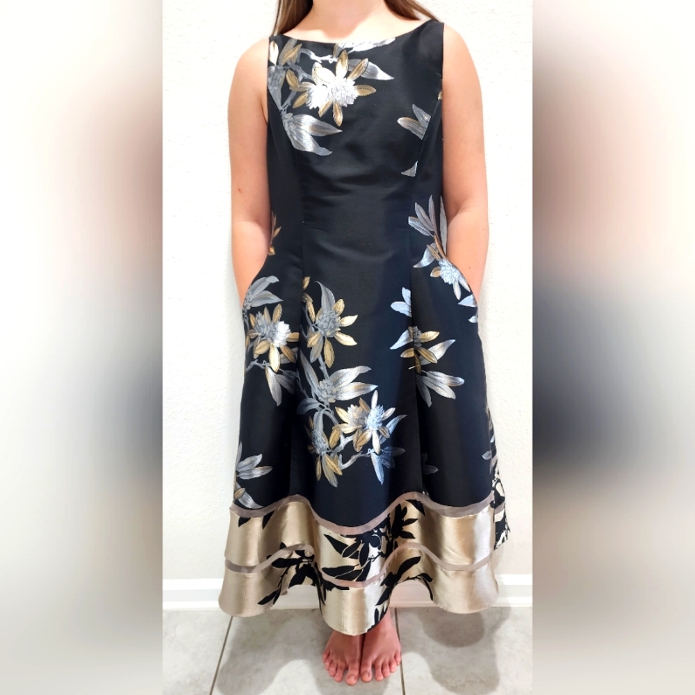 Black grey/gold party dress